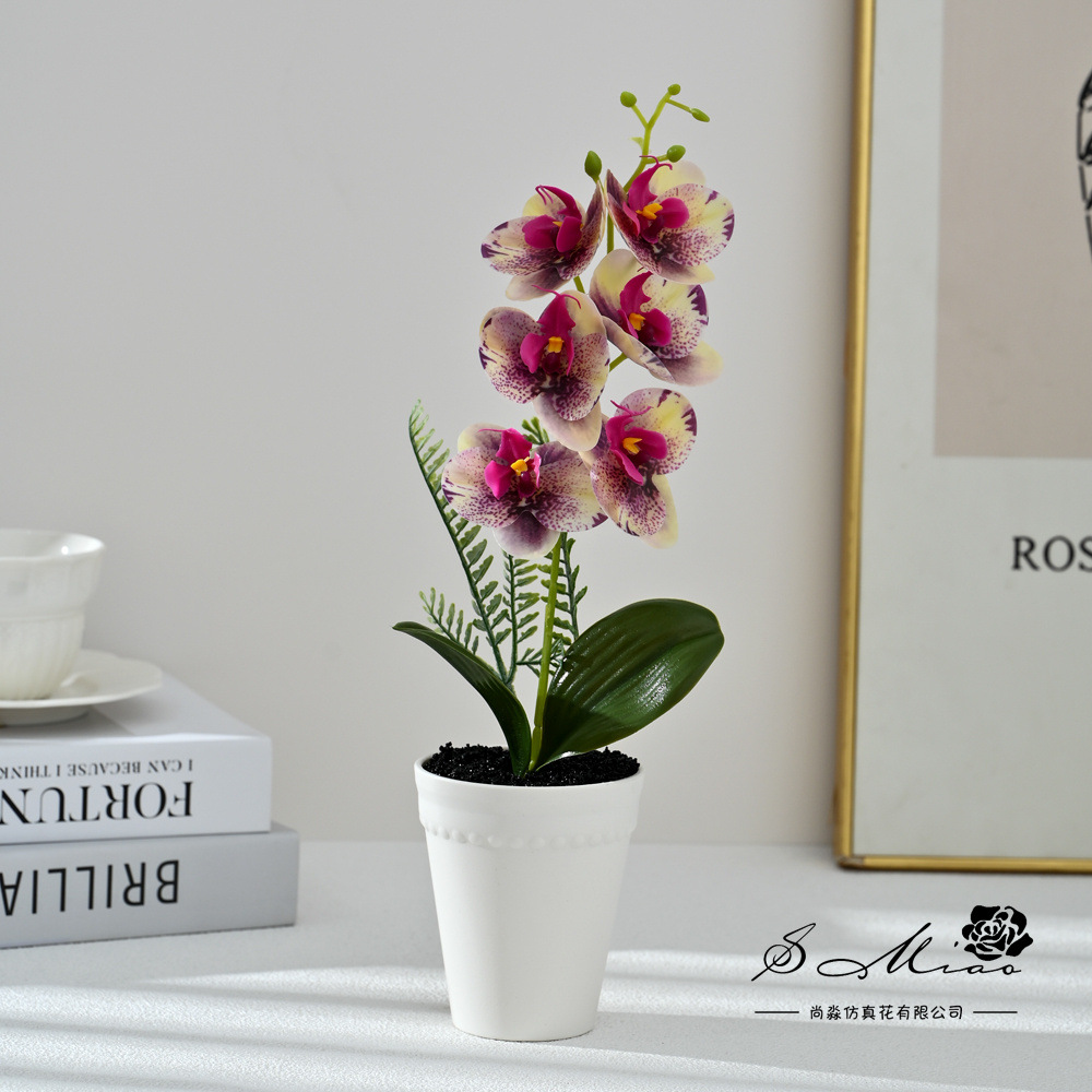 6 flores orquídeas mariposa pequeña simulación bonsai maceta creativa flores falsas decoración del hogar fotografía flores artificiales de boda