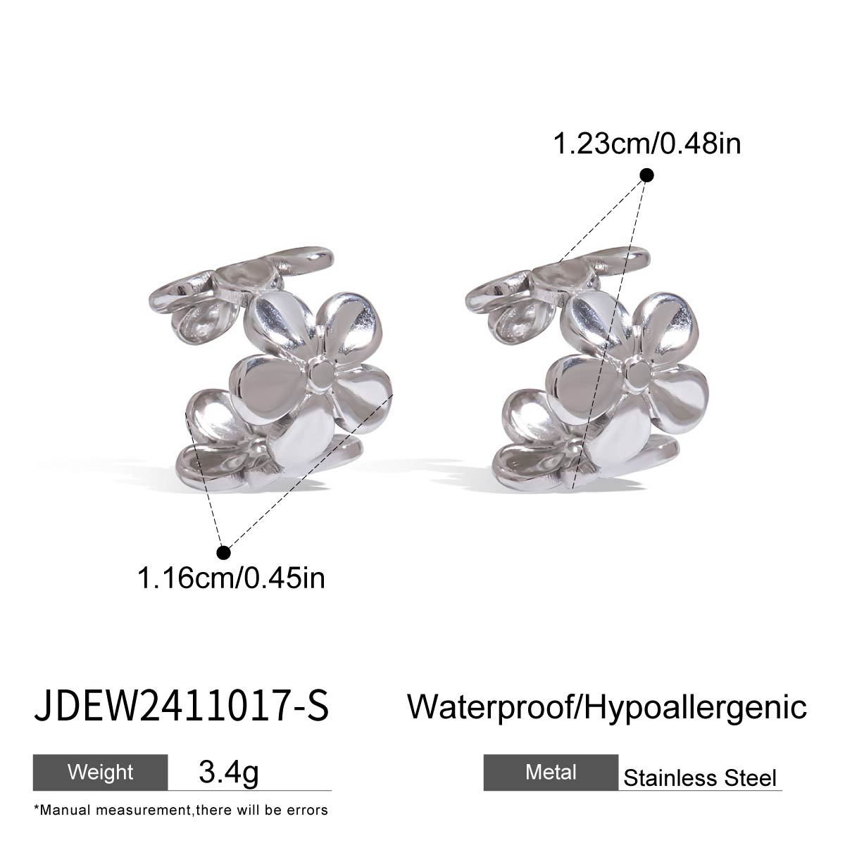 Wanxing clip de oreja de flor de acero inoxidable europeo y americano 18 quilates de oro y titanio pendientes transfronterizos que no se desvanecen, sentido de diseño, joyería de nicho