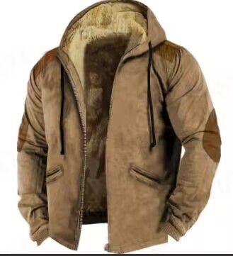 Europa y América transfronteriza multicolor color sólido impresión 3D Impresión digital suéter con capucha forro marrón Chaqueta de algodón acolchado