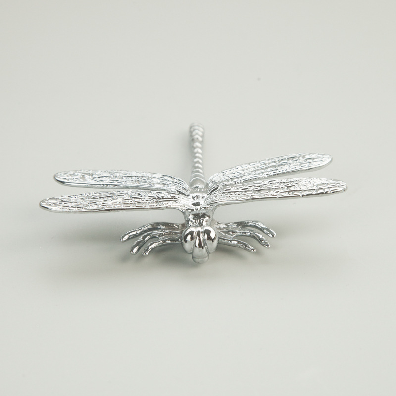 Luz de lujo plateado latón libélula manejar sin perforar luz gabinete de lujo armario cajón gabinete de vino manija de la puerta de un solo agujero