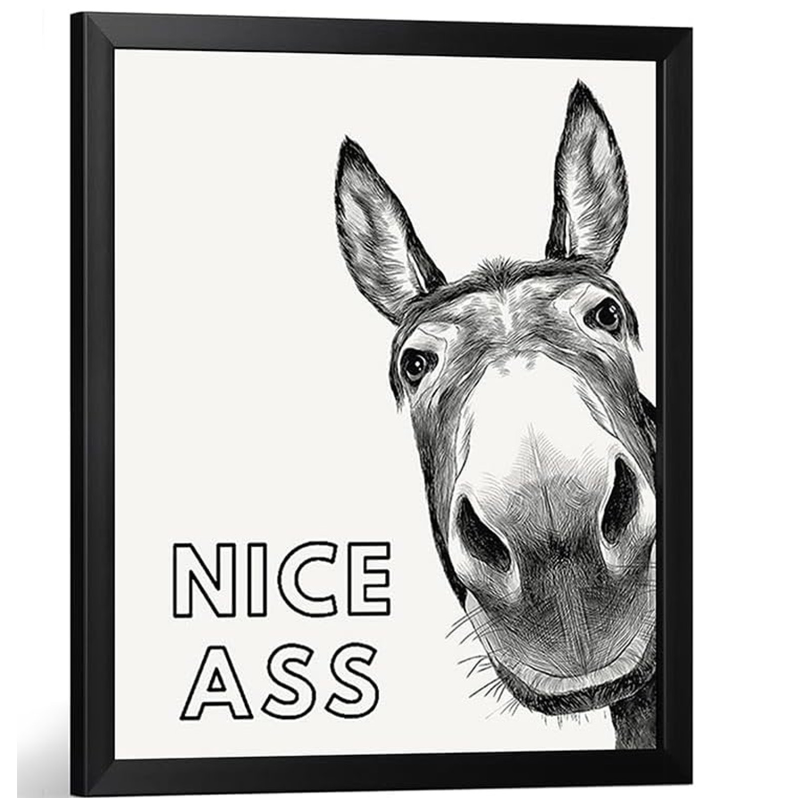 Cross-Border Amazon Black and White Donkey Farmhouse Animal Canvas Art Poster Background Bedroom Living Room Home Decoration Painting Core