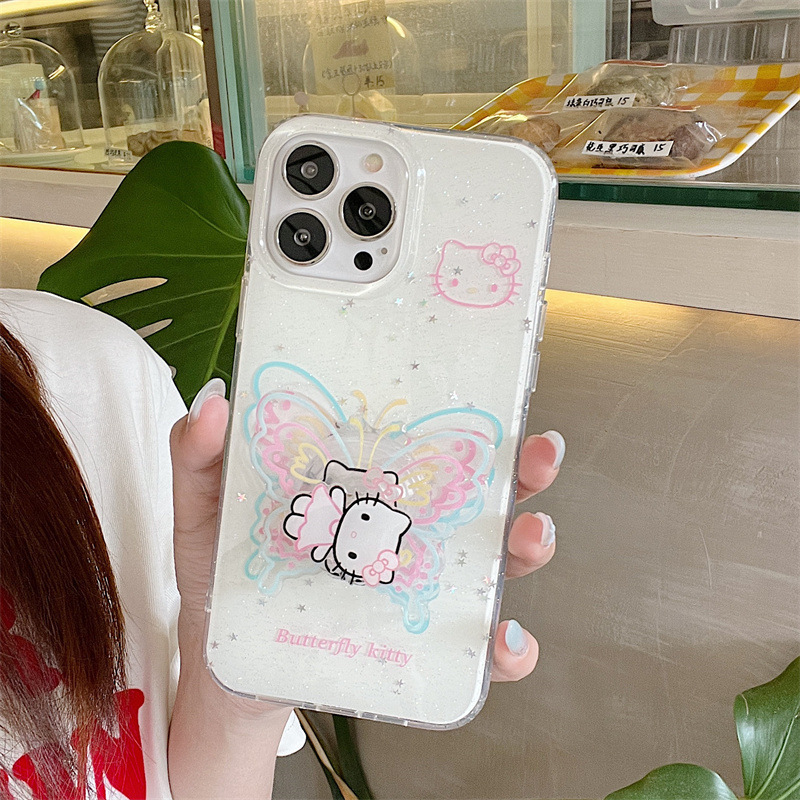 Girl ins brillo mariposa kt para iphone15 soporte 16ProMax funda para teléfono móvil Apple 13/14 nuevo