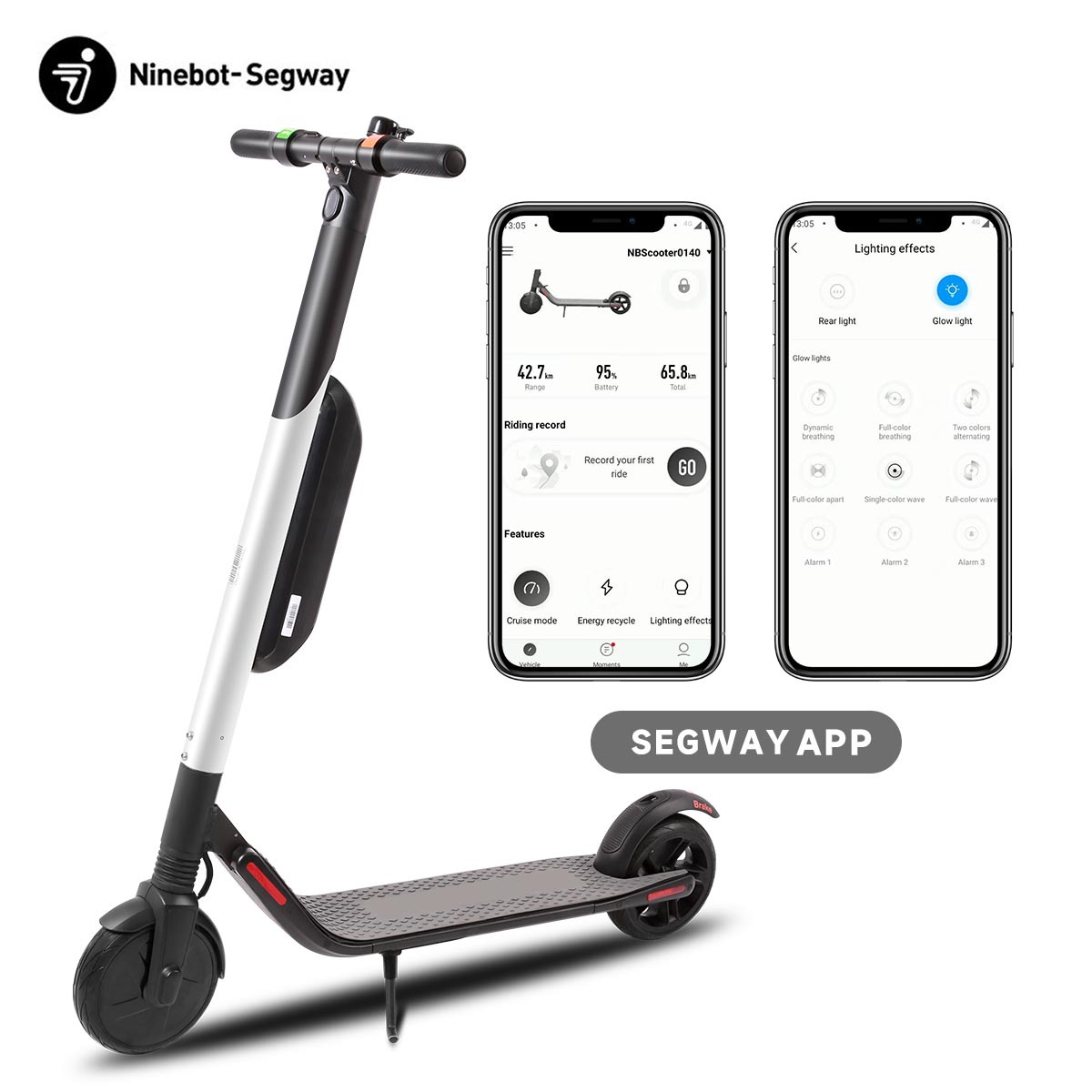 Overseas Warehouse Lightweight Electric Scooter Comes with Exclusive App Waterproof and Puncture-Proof Tires