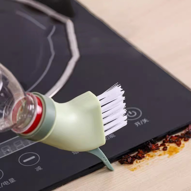 多功能家用瓶口刷清洁刷干湿两用扁头刷死角缝隙刷可连接矿泉水瓶