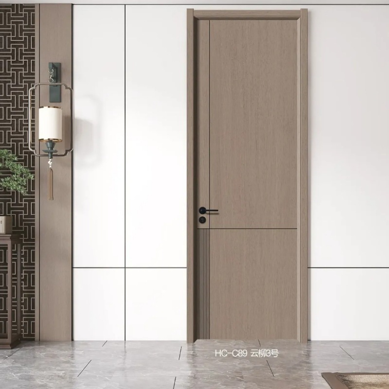 Puerta de cristal de carbono puerta de madera sólida puerta de dormitorio puerta interior ecológica simple puerta libre de pintura puerta de sala insonorizada doméstica image 4