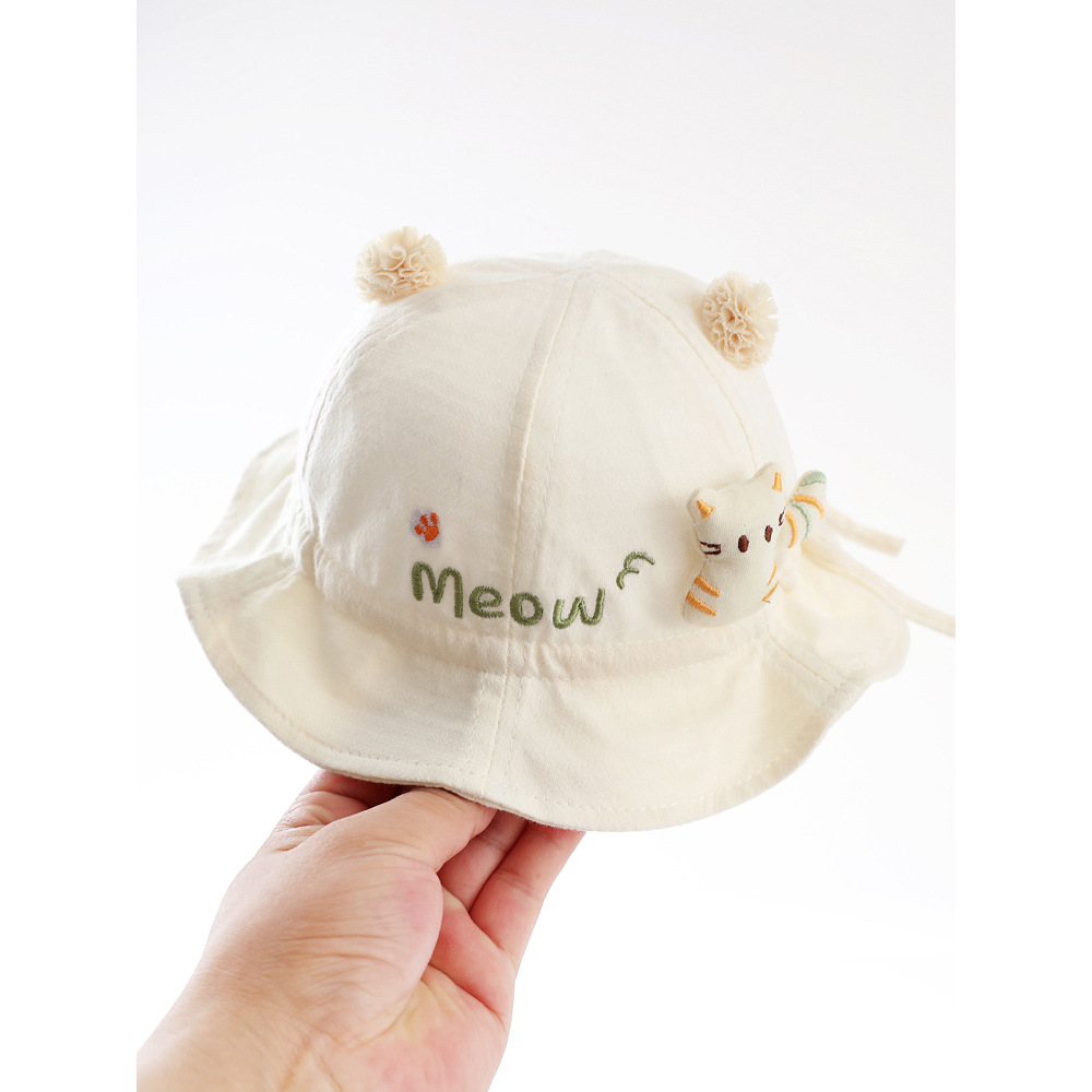Sombrero de bebé algodón primavera y otoño delgado bebé mujer sombrero de pescador sombrero de sombrero ajustable otoño sombrero de bañera sol