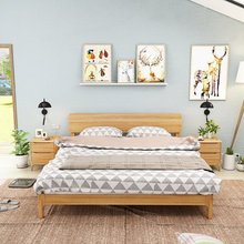 实木床现代简约1.5米家用主卧1.8双人床出租房经济型木床单人床架