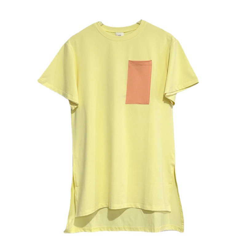 Vestido de las niñas 2023 verano nuevo vigoroso dulce puro algodón camiseta falda niños medianos y grandes sueltos de longitud media camiseta