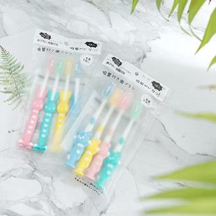 Bear bunny 4 macaroon children's toothbrush Korean cartoon fine soft hair baby daily necessities manufacturers