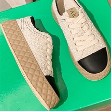 小香风真皮厚底休闲板鞋女2025秋季新款编织百搭小白鞋增高饼干鞋