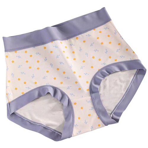 Modal cotton printed underwear for women high waist large size 200 pounds fashionable traceless mulberry silk antibacterial crotch women's underwear