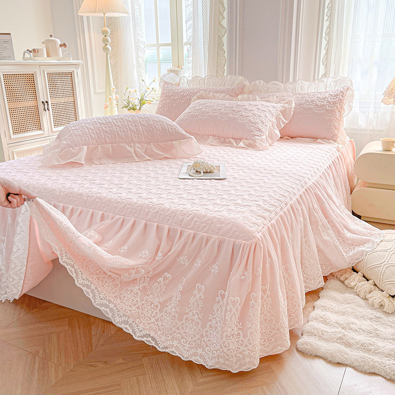 2025 New Princess Style Lace Lace Bed Skirt Thickened Quilted Bed Cover All Seasons Universal