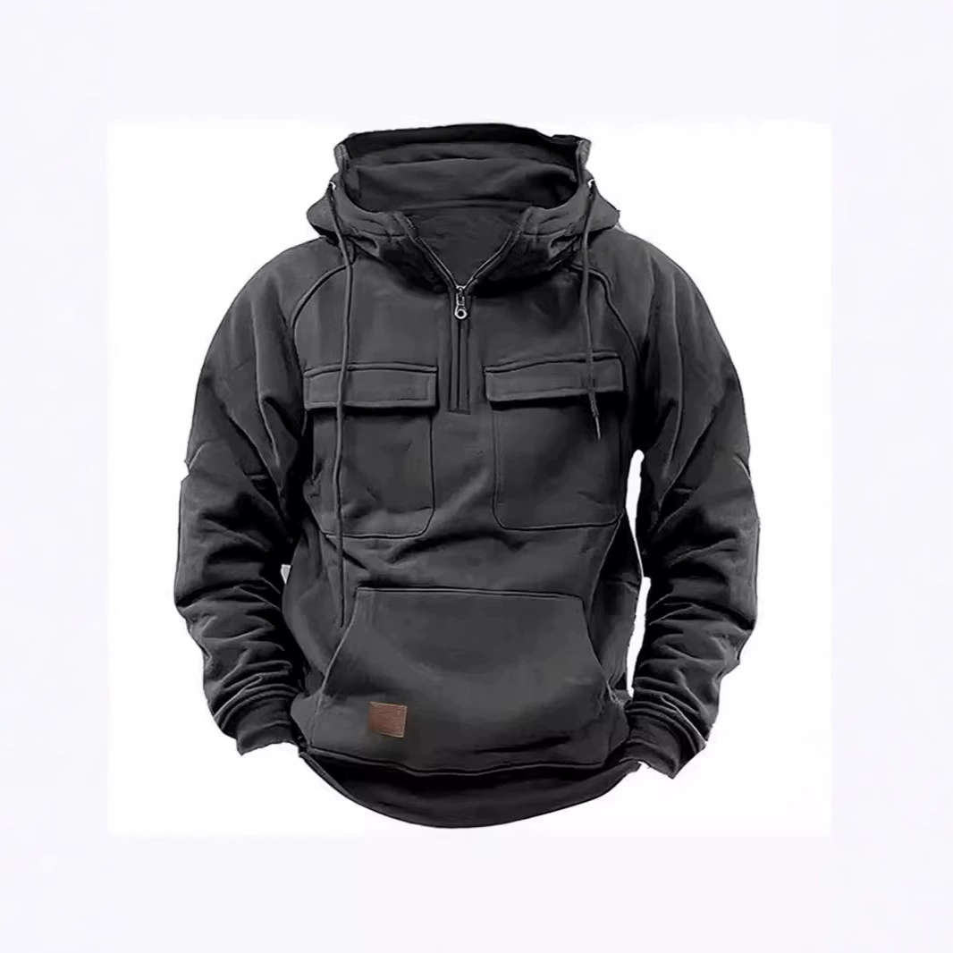 Весенний и осенний американский ретро с капюшоном свободная маленькая шерстяная куртка для молодых людей с несколькими карманами куртка через границу