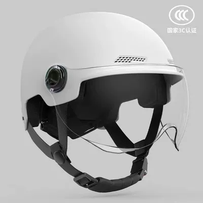 Motosiklet kaskı (dəbilqə) and women, suitable for electric motorcycles - 3c-certified-white-high-definition-lens-abs-material-short-lenses-new-national-standard-certified