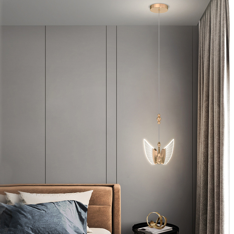 Cabecera de cama comedor faro cisne sala de estar sofá personalidad fondo pared cabecera lámpara de cama bar lámpara de dormitorio candelabros creativos
