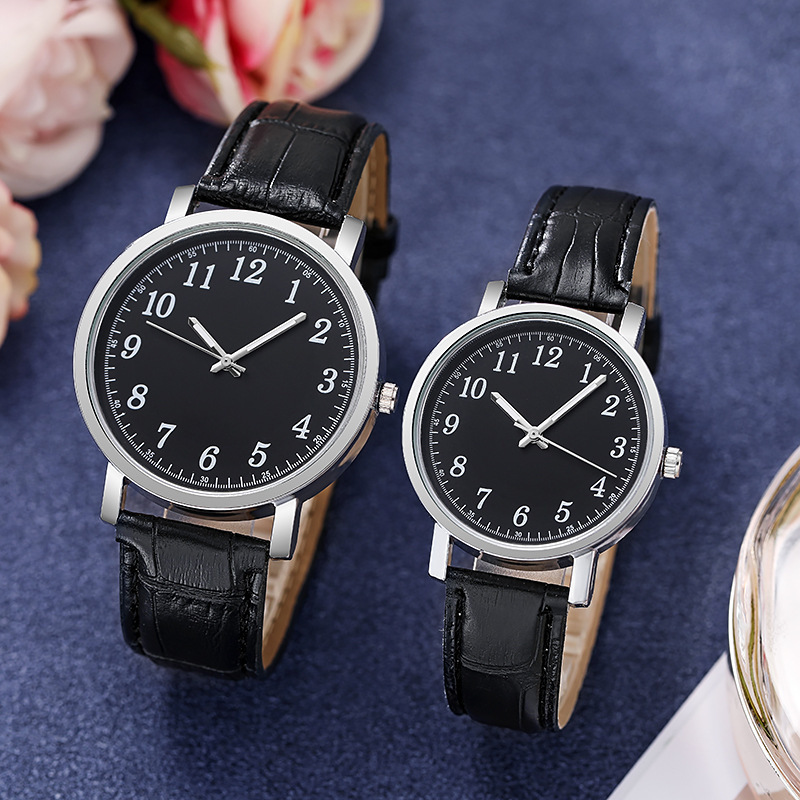 New couple small round watch simple casual watch male and female students quartz watch gift _voghion.com