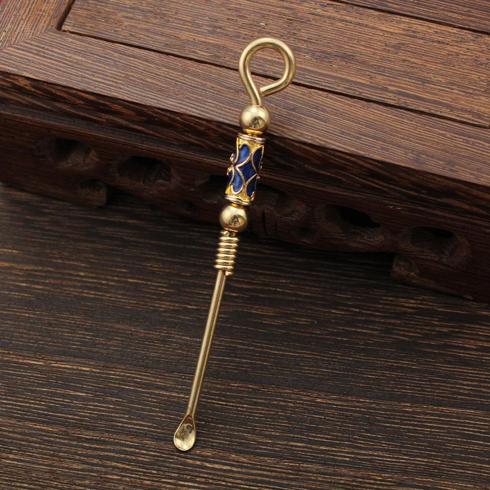 Cuchara de oreja de latón hecha a mano de cobre puro oreja recoger la antigua herramienta de limpieza del oído limpiador del oído dos yuanes tienda de supermercado puesto de suministro al por mayor