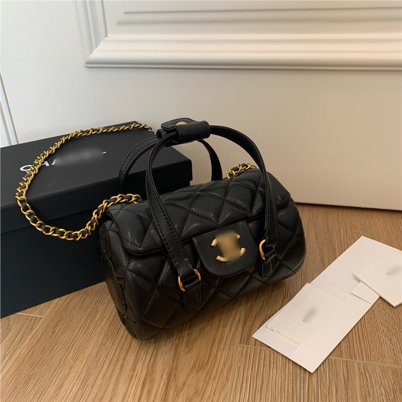 香vc年末プレゼントボーリングバッグ全皮/ベルベットチェーン斜めショルダー菱格円筒ハンドバッグとギフトボックス