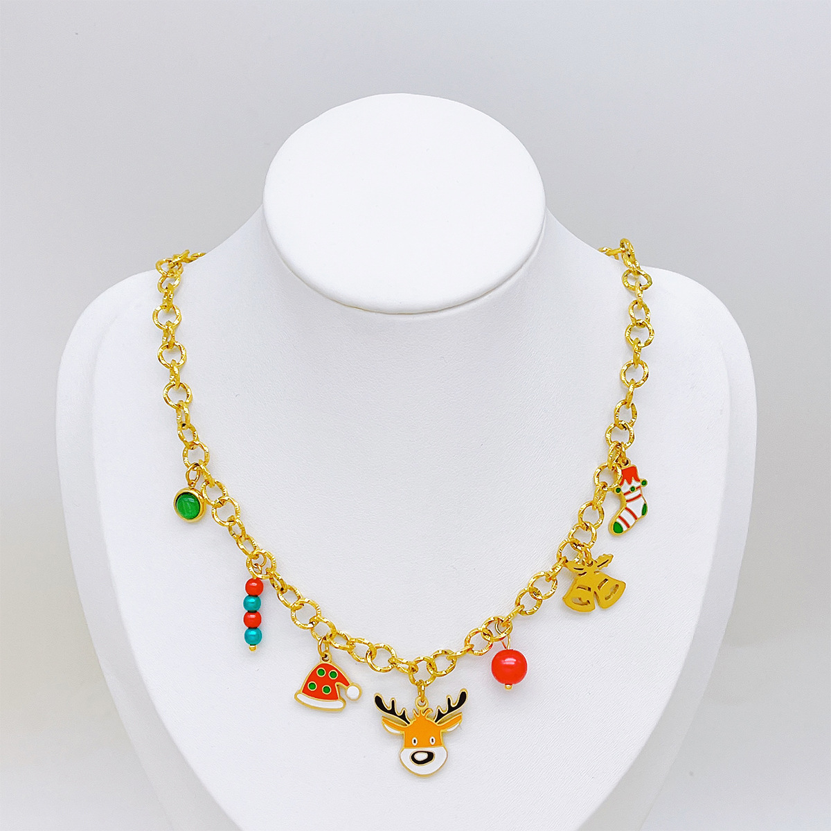 Collar de acero inoxidable de alta calidad de lujo ligero TENA Navidad alce conjunto de joyería de mano de acero de titanio no se desvanece mujer