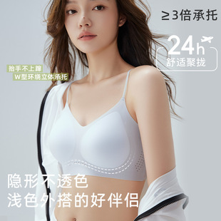 Summer Thin Diamond Spaghetti Strap 10A Antibacterial Soft Support Beauty Back Bra Jelly Invisible Seamless Underwear for Women