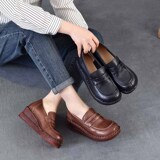 以一 Кожаные универсальные ретро лоферы, воловья кожа, мягкая подошва