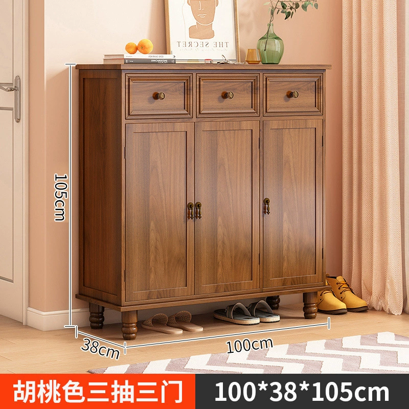 Шкаф для обуви в американском стиле, бытовой входной шкаф большой вместимости, чистое массивное дерево, специальная цена для хранения, экономичный многослойный входной встроенный шкаф