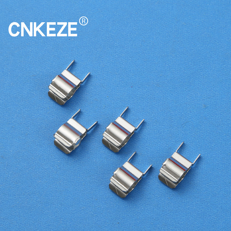 保险丝夹5mm*20mm黄铜镀锡高频圆脚保险丝夹子PCB板冷压电源连接