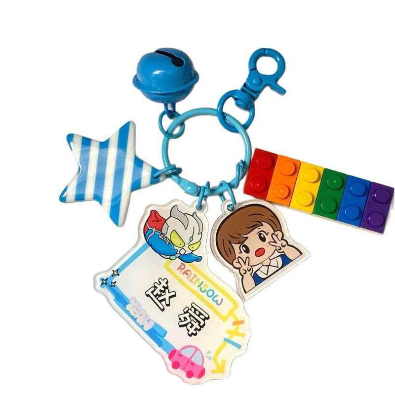 Back-To-School Backpack Keychain Children's Name Acrylic Tag Cartoon Kindergarten Name Sticker Name Pendant