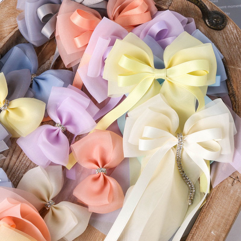 Korean style twill crystal yarn ribbon DIY bow hair accessories clothing bow tie wedding bouquet gift box packaging