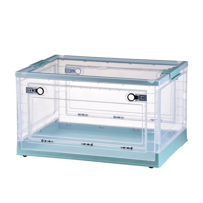 Foldable storage box, transparent storage system