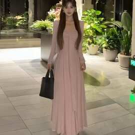 【两件套】蝴蝶结飘带连衣裙女春季穿搭巨好看修身显瘦