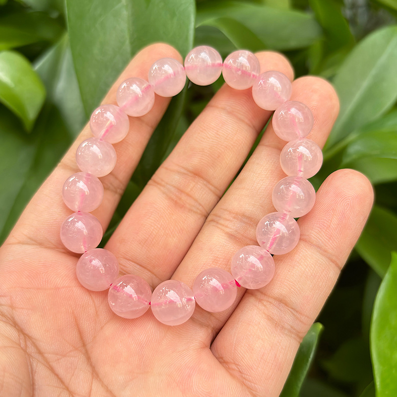 Natural 6A Waxy Powder Jelly Madagascar Powder Crystal Bracelet Girlfriend Gift Horse Powder Exquisite White and Sweet