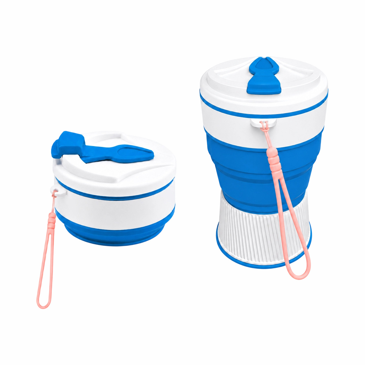 실리콘 접이식 물컵 500ml 스트랩 휴대용 운동 등산
