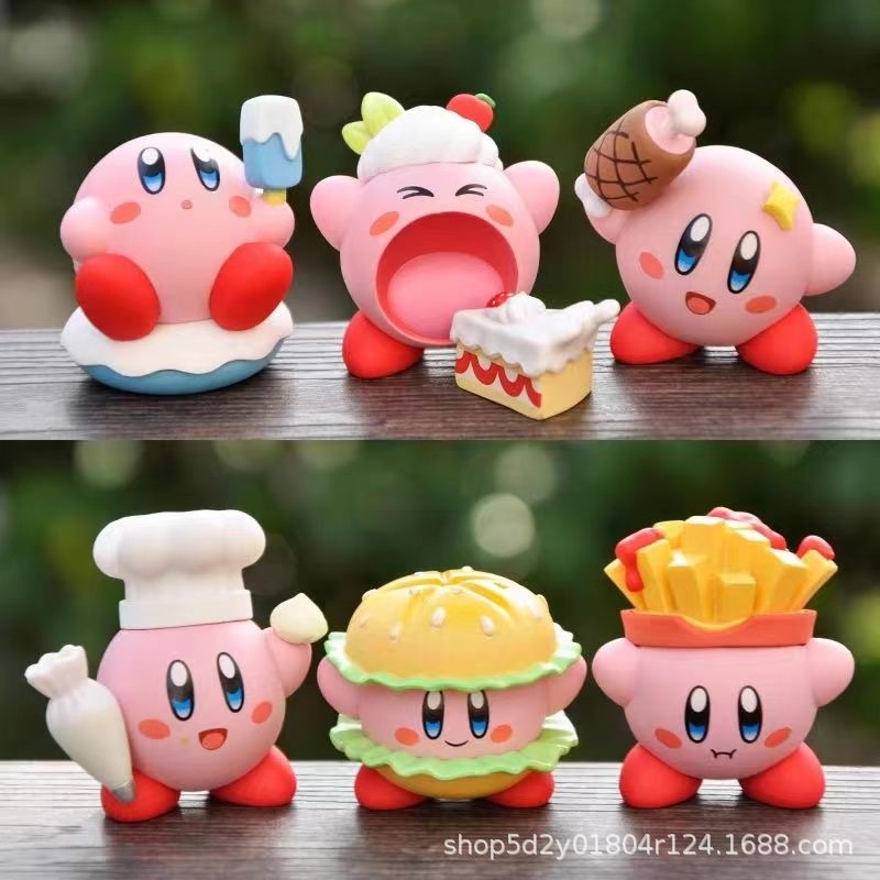 Kirby Blind Box oziq-ovqat seriyasidagi haykalchalar, zamonaviy o'yinchoqlar, yoqimli qo'g'irchoqlar, ofis stoli bezaklari, sovg'alar, tort bezaklari