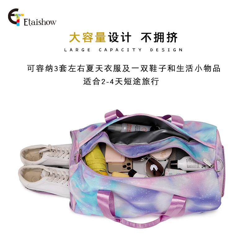 Bolsa de viaje al por mayor de fábrica transfronteriza de gran capacidad impermeable graffiti impresión natación fitness bolsa de deporte bolsa de viaje