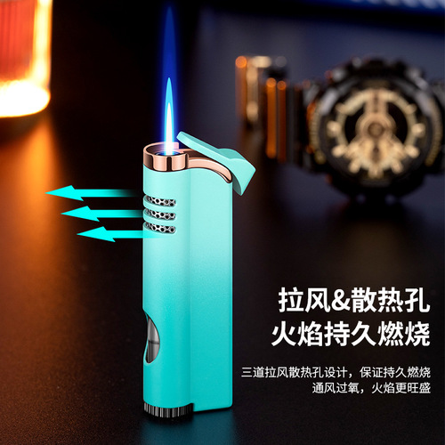 Creative Gradient Color Inflatable Windproof Lighter Blue Flame Personalized Men's Igniter Practical Gift Engraving and Printing LOGO