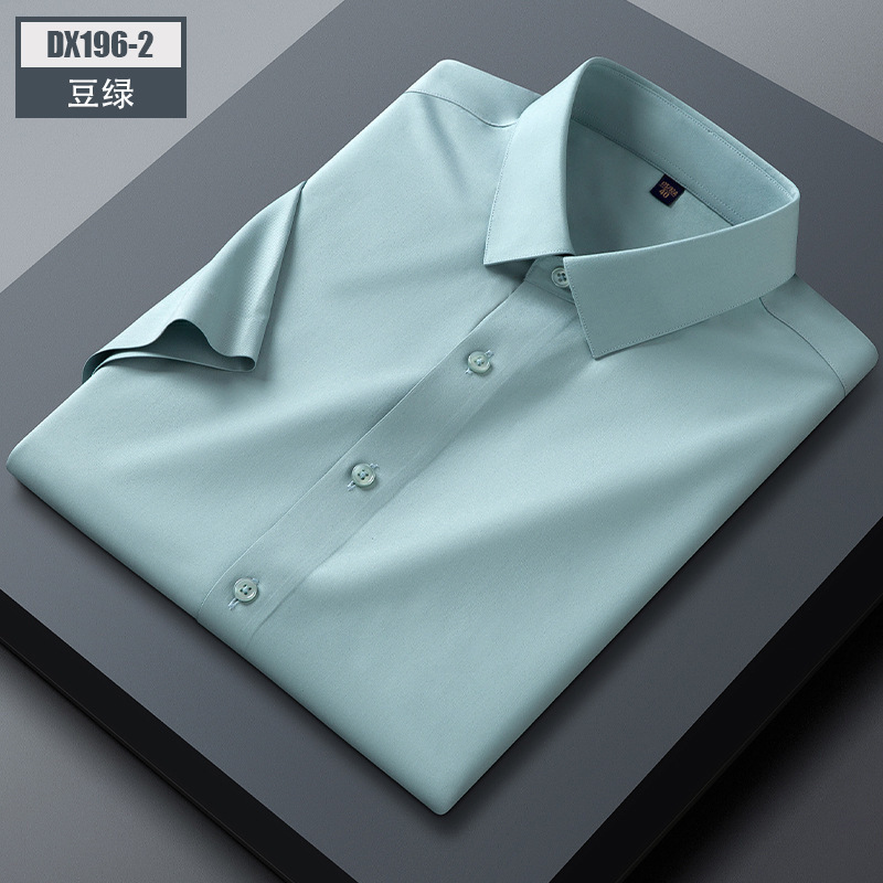 Mulberry silk shirt men's summer loose ice silk short sleeve 2024 anti-wrinkle non-ironing middle-aged men's white tide shirt wholesale