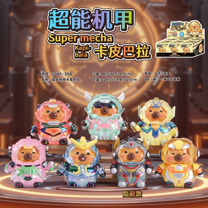 Creative Douyin Live Broadcast Hot Selling Super Mecha Capibala Blind Box Resin Craft Office Desk Decoration Gift