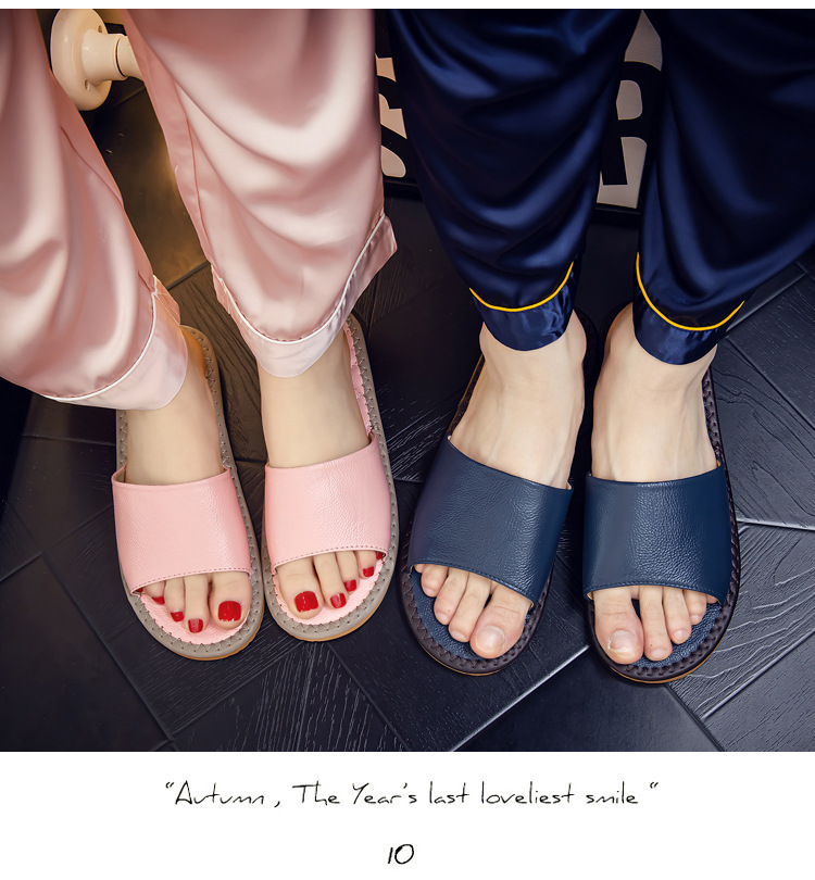 Lady Sandals Indoor Leather Rubber Quick Drying Flip Flops_voghion.com