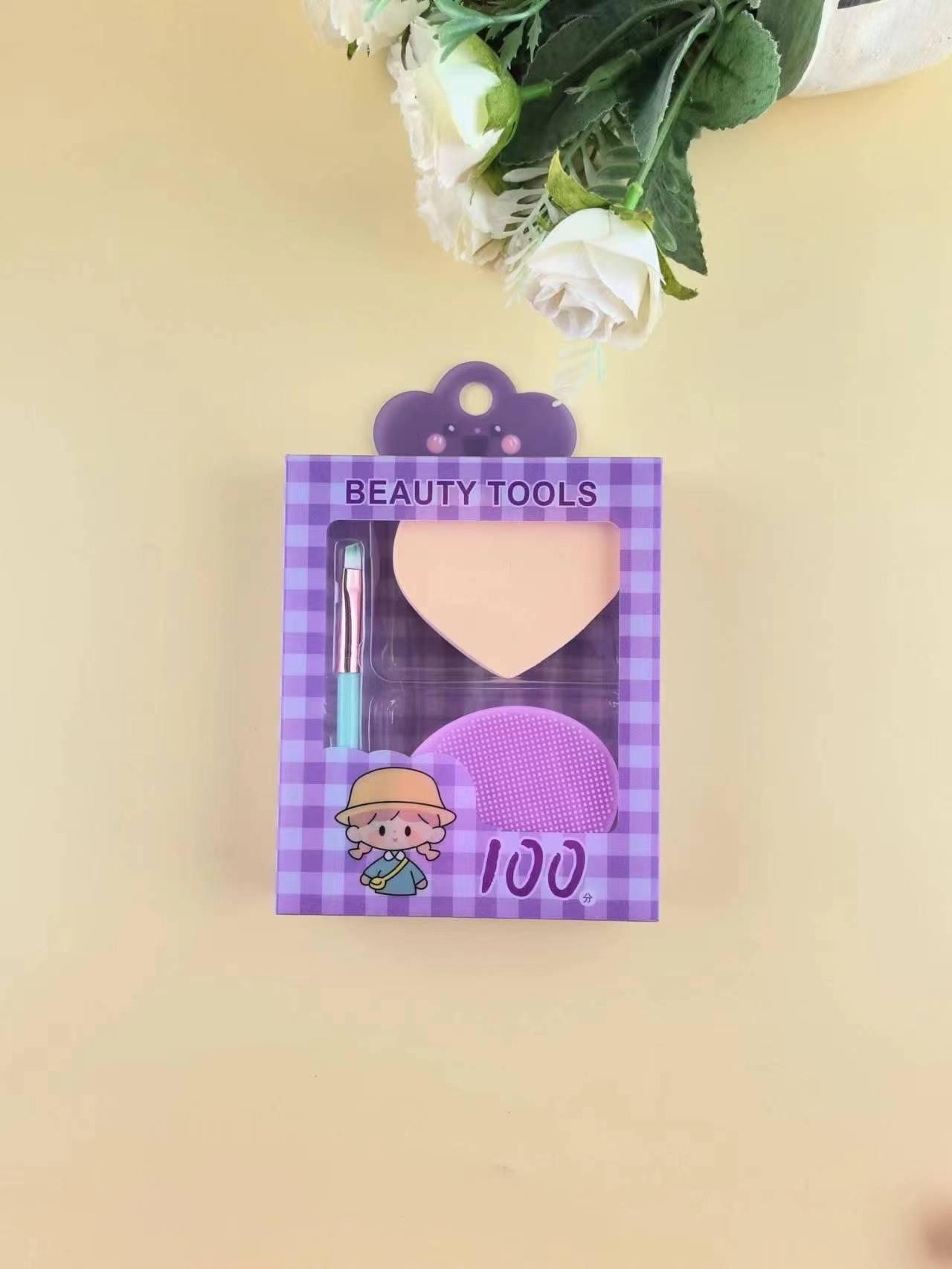 Spot transfronterizo mini juego de huevos de belleza serie de cepillo de lavado de cara de silicona conjunto de soplo de polvo herramientas de maquillaje al por mayor