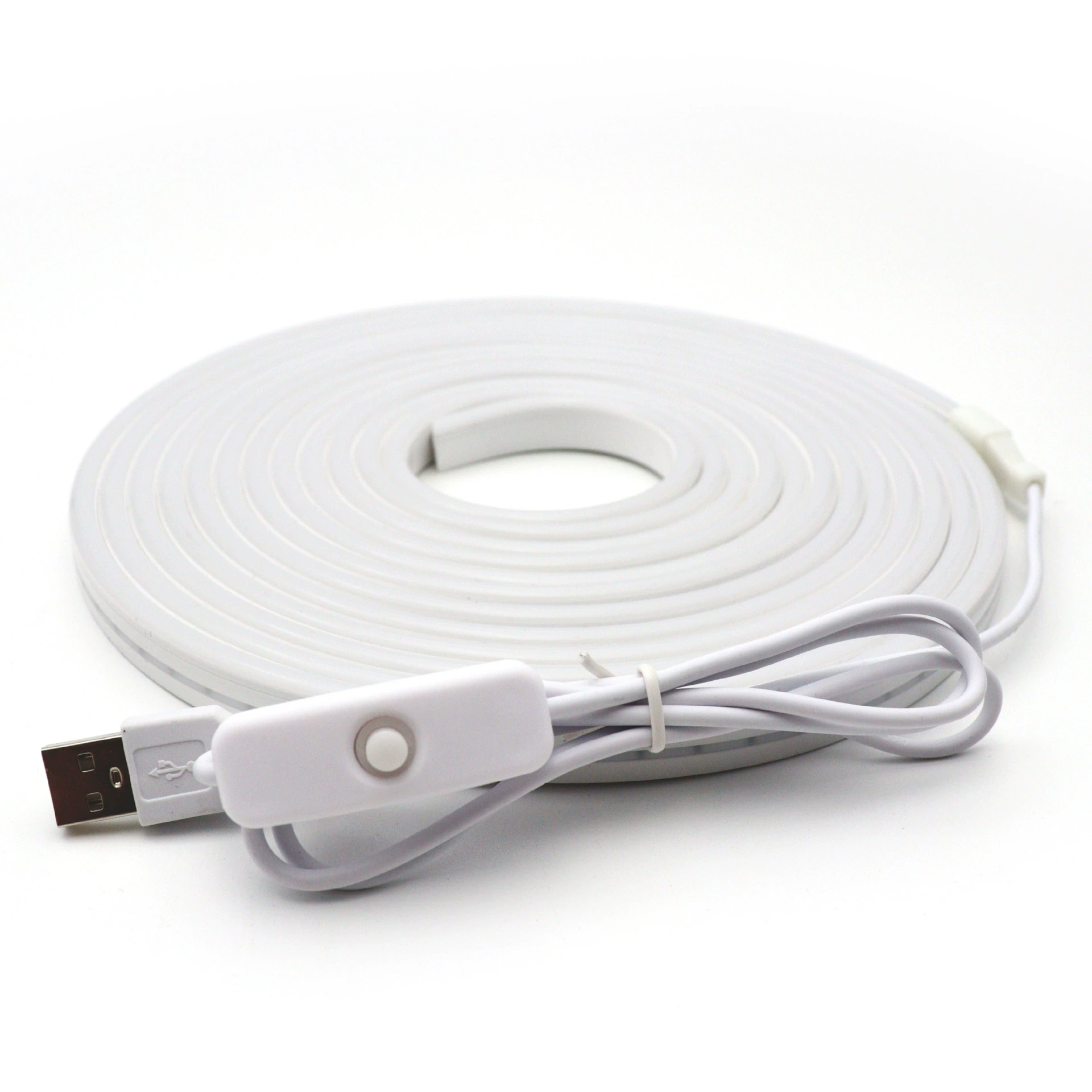 USB неоновая лента, 5 В, гибкая LED‑лента с кнопкой‑переключателем, 1–5 м, много цветов