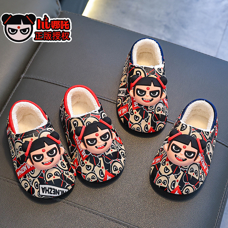 2025 nuevo Nezha bolsas de invierno para niños zapatos de tacones de algodón para niños y niñas calientes de terciopelo impermeable para niños y niños traposas de algodón