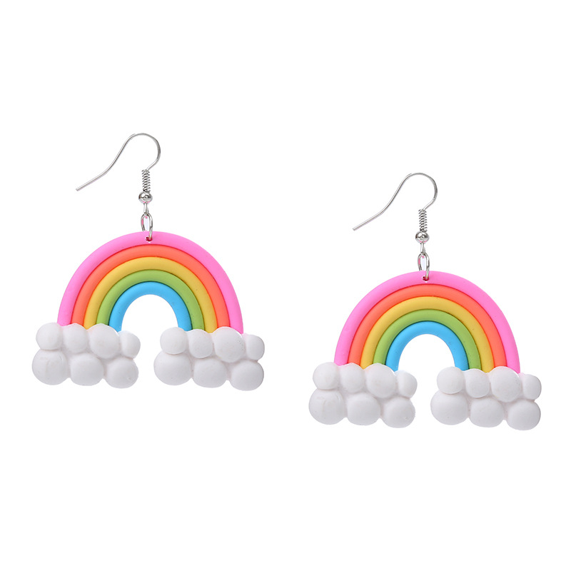 Rainbow Cute Soft Clay Earrings display picture 2