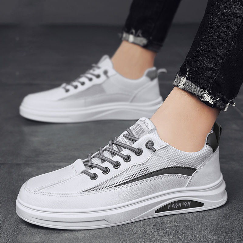 New white breathable and trendy, casual mesh small board trendy sports shoes, men's shoes_voghion.com