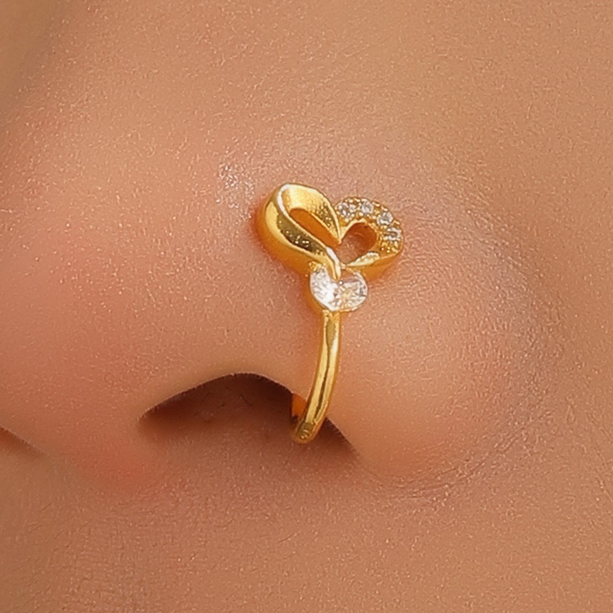 Anello al naso in zircone a forma di u senza foro rame_voghion.com