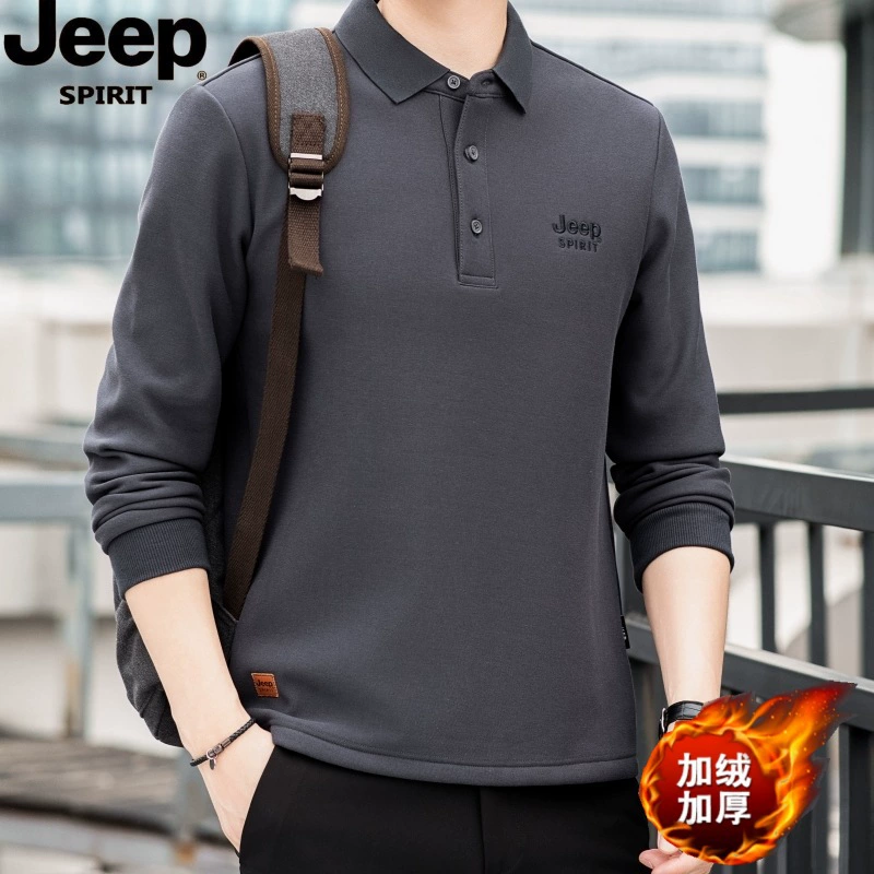 JP2024 осень и зима новый мужской длинный рукав с плюшевым поло рубашкой с отворотом и лацканом свободная мужская повседневная свитер PS5526