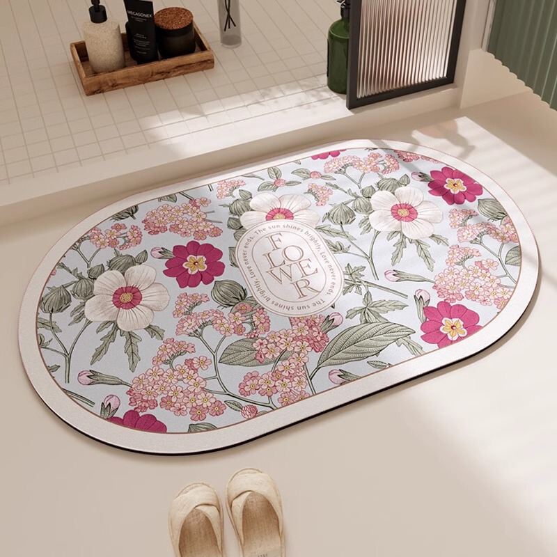 Quick-Drying Bathroom Absorbent Floor Mats, Retro High-End Bathroom Floor Mats, Thickened Non-Slip Door Toilet Door Mats, No Wash