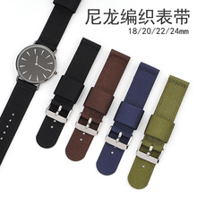 工厂直销 适配DW手表尼龙手表带帆布表带薄款纯色编织表链18/20mm