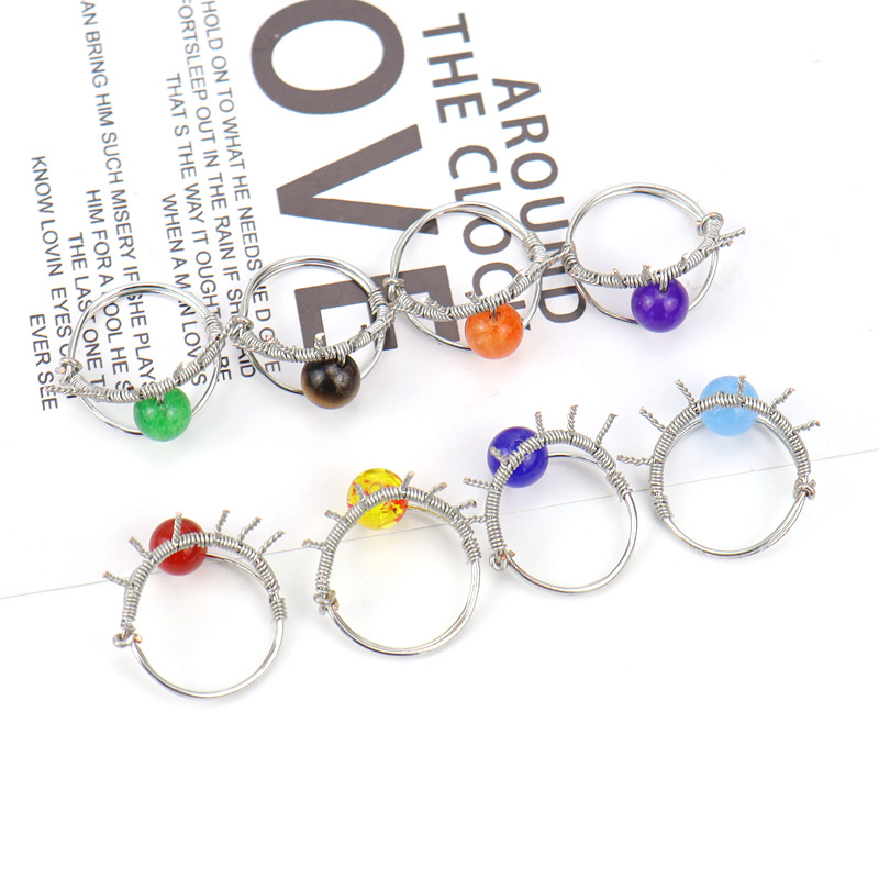 Retro Eye Agate Plating Rings 1 Piece