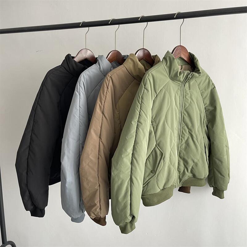 Casual and Easy to Wear~Muju+ New Autumn and Winter Stand-Up Collar Quilted Silhouette Casual Jacket Cotton Outwear for Women